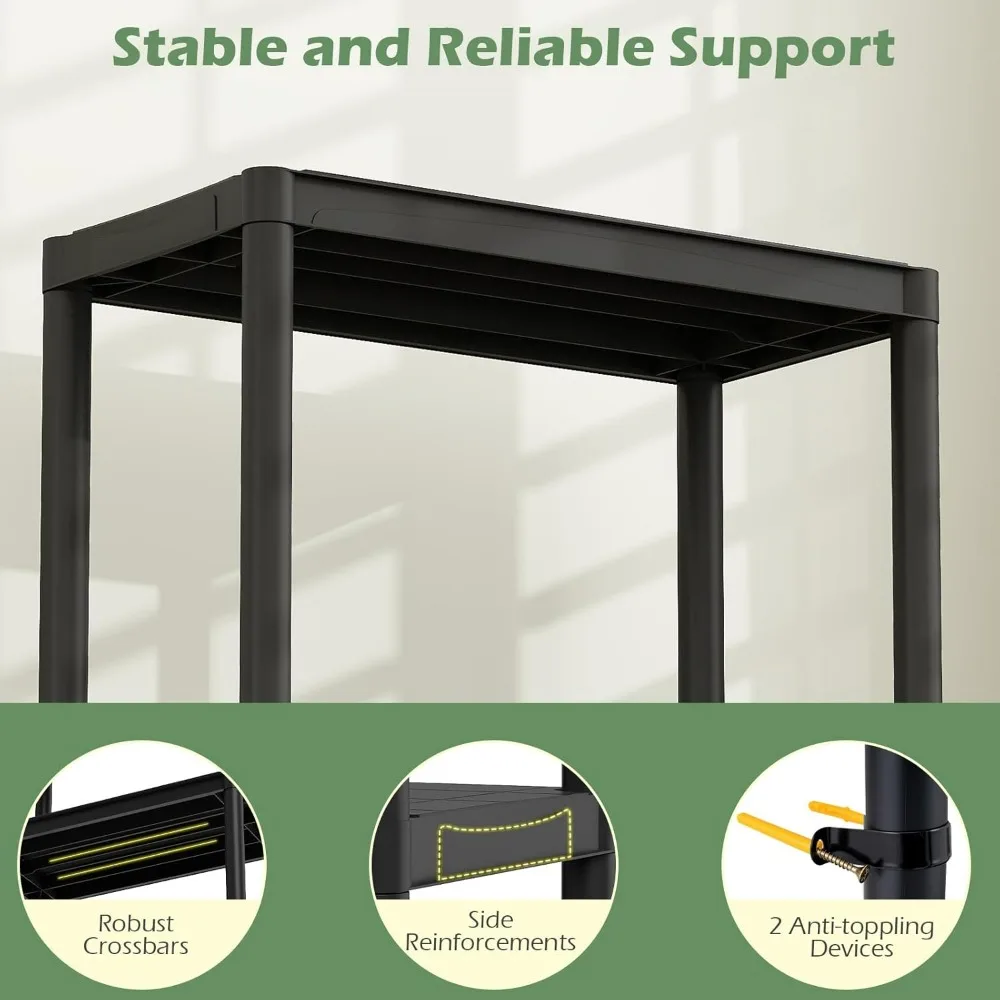 Giantex 3/4/5-Tier Heavy-Duty Plastic Storage Shelves Freestanding Garage Shelving Unit Multi-Use Organizer Rack for Pantry K
