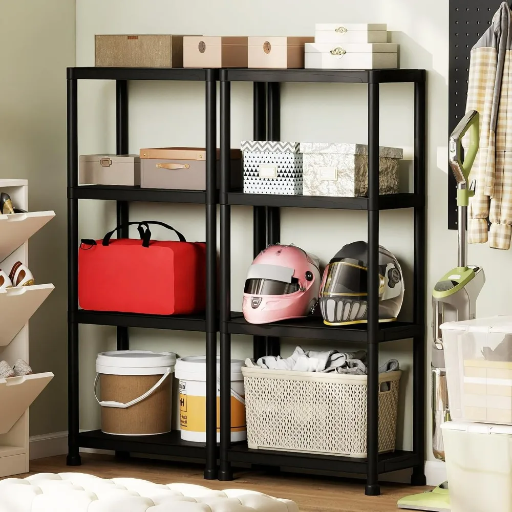 Giantex 3/4/5-Tier Heavy-Duty Plastic Storage Shelves Freestanding Garage Shelving Unit Multi-Use Organizer Rack for Pantry K