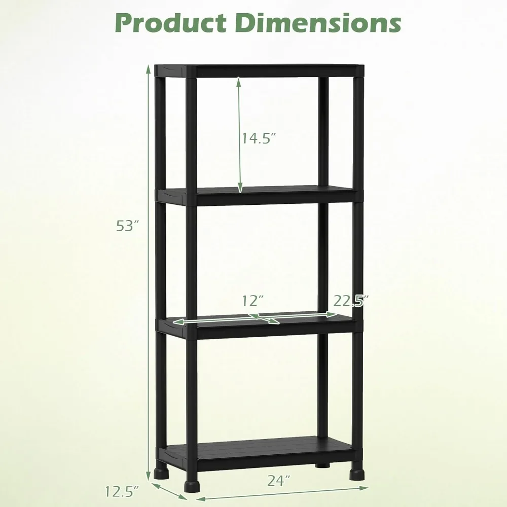 Giantex 3/4/5-Tier Heavy-Duty Plastic Storage Shelves Freestanding Garage Shelving Unit Multi-Use Organizer Rack for Pantry K
