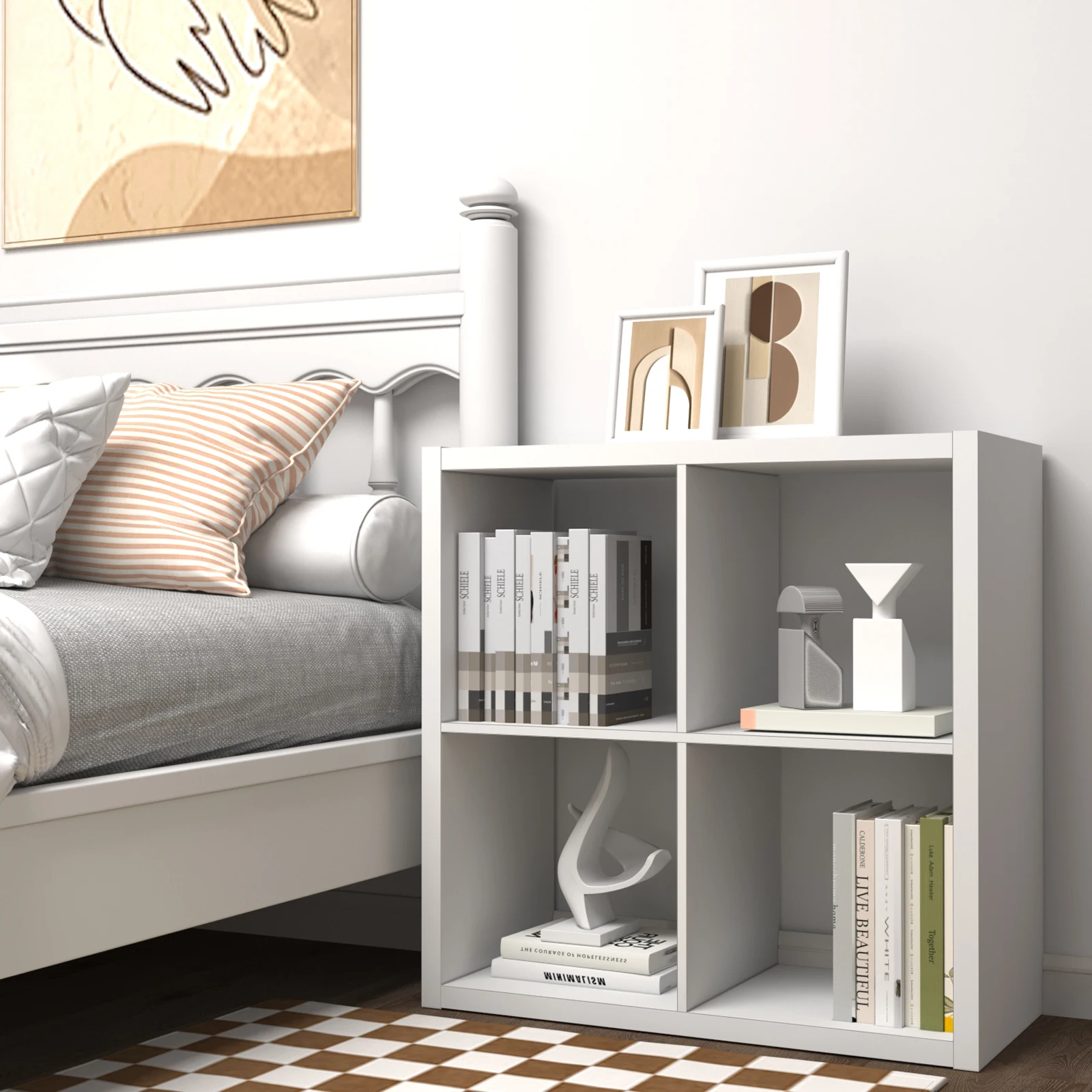 2026 Wooden Thick Frame 4 Cube Storage Organizer Shelf with Anti-Tipping Kits, Reversible Open Back, Horizontal & Vertical Dual-Use. Ideal for Home, Office, Bedroom, Kitchen and Living Room (White, Chocolate Black, Light Coffee, 11 Inch)