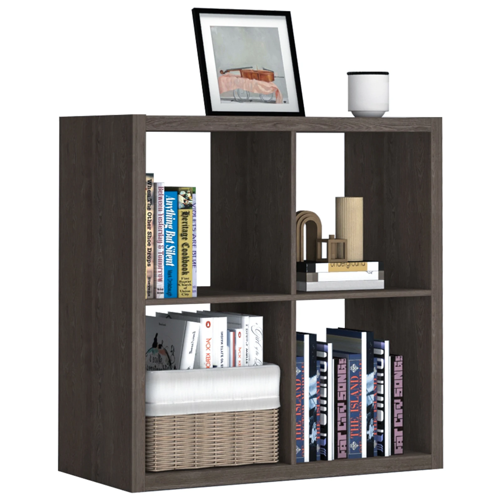 2026 Wooden Thick Frame 4 Cube Storage Organizer Shelf with Anti-Tipping Kits, Reversible Open Back, Horizontal & Vertical Dual-Use. Ideal for Home, Office, Bedroom, Kitchen and Living Room (White, Chocolate Black, Light Coffee, 11 Inch)