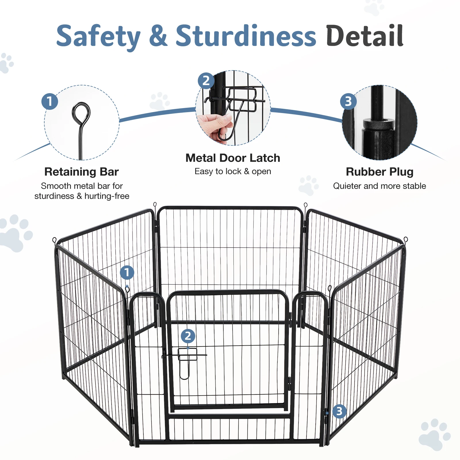 JHK 6 Panels Metal Dog Playpen Pet Fence 24 Inch to 40 Inch Foldable Large Dog Puppy Exercise for Yard Gate Camping Outdoor