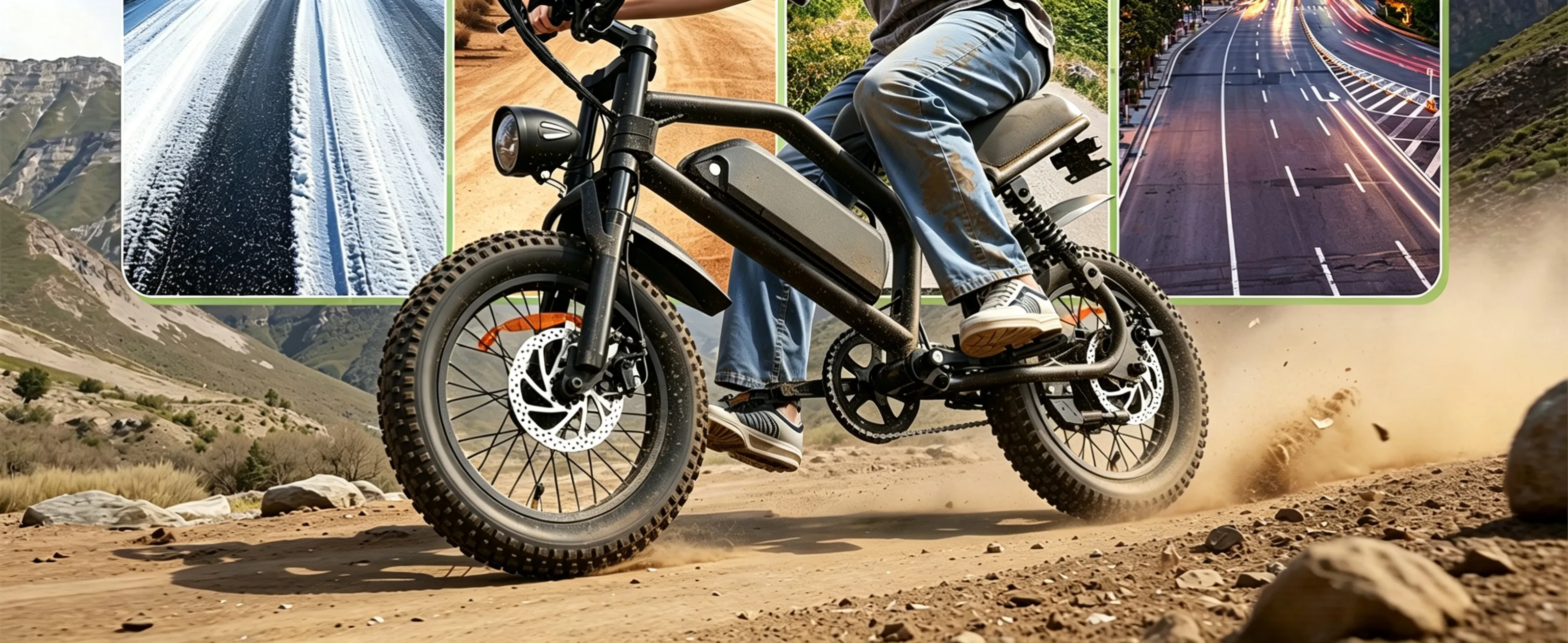 Spacewalk 16" Electric Bike for Adults/Teens, Peak 1500W & 65 Miles Long Range, 48V 15.6Ah Battery, Up to 28Mph, Full Suspension Fat Tire All-Terrain EBike on Mountains,Snow,Sand