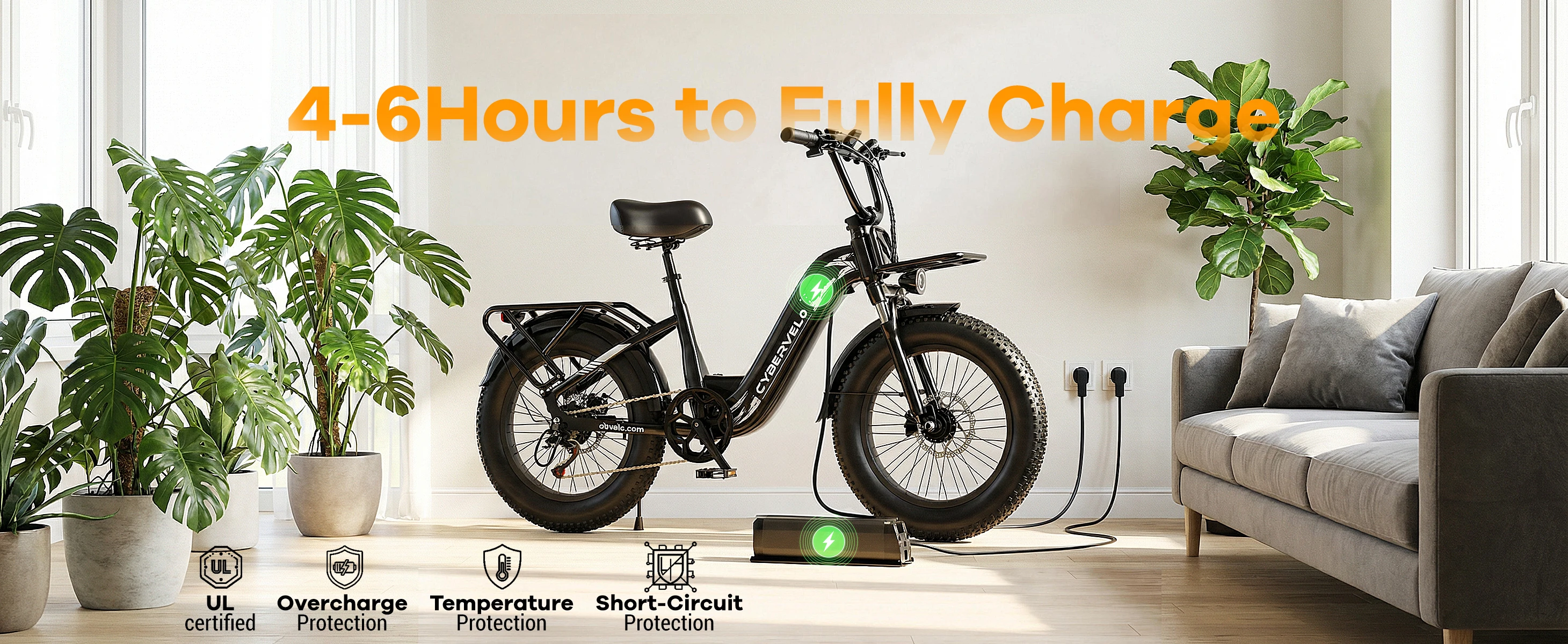 Cybervelo 1000W Motor Peak Electric Bike for Adults 48V 20AH Removable Battery Step Thru EBike 30+MPH 80 Miles Max Range 20" Fat Tire Electric Bicycles with 7 Speed EK8