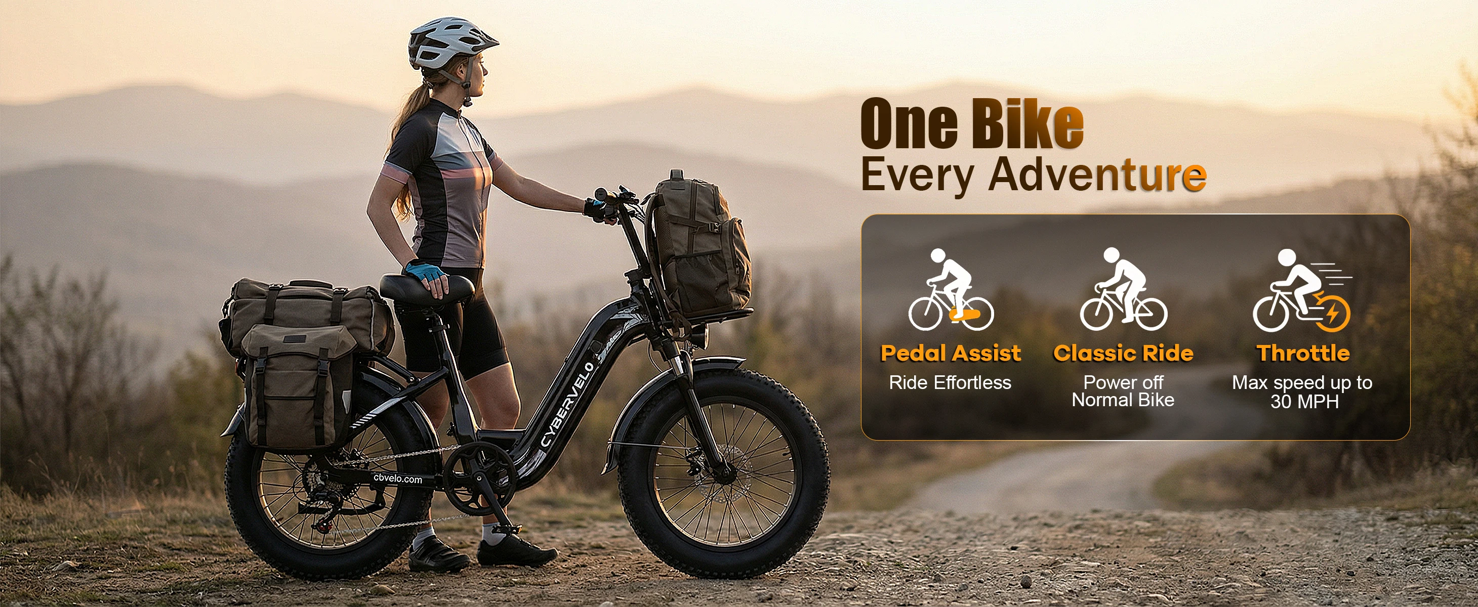 Cybervelo 1000W Motor Peak Electric Bike for Adults 48V 20AH Removable Battery Step Thru EBike 30+MPH 80 Miles Max Range 20" Fat Tire Electric Bicycles with 7 Speed EK8