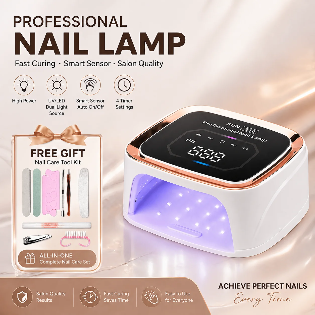 Rechargeable UV LED Nail Lamp Professional Cordless Gel Polish Drying Lamp For Manicure With Nail Care Tool Kit as Gift
