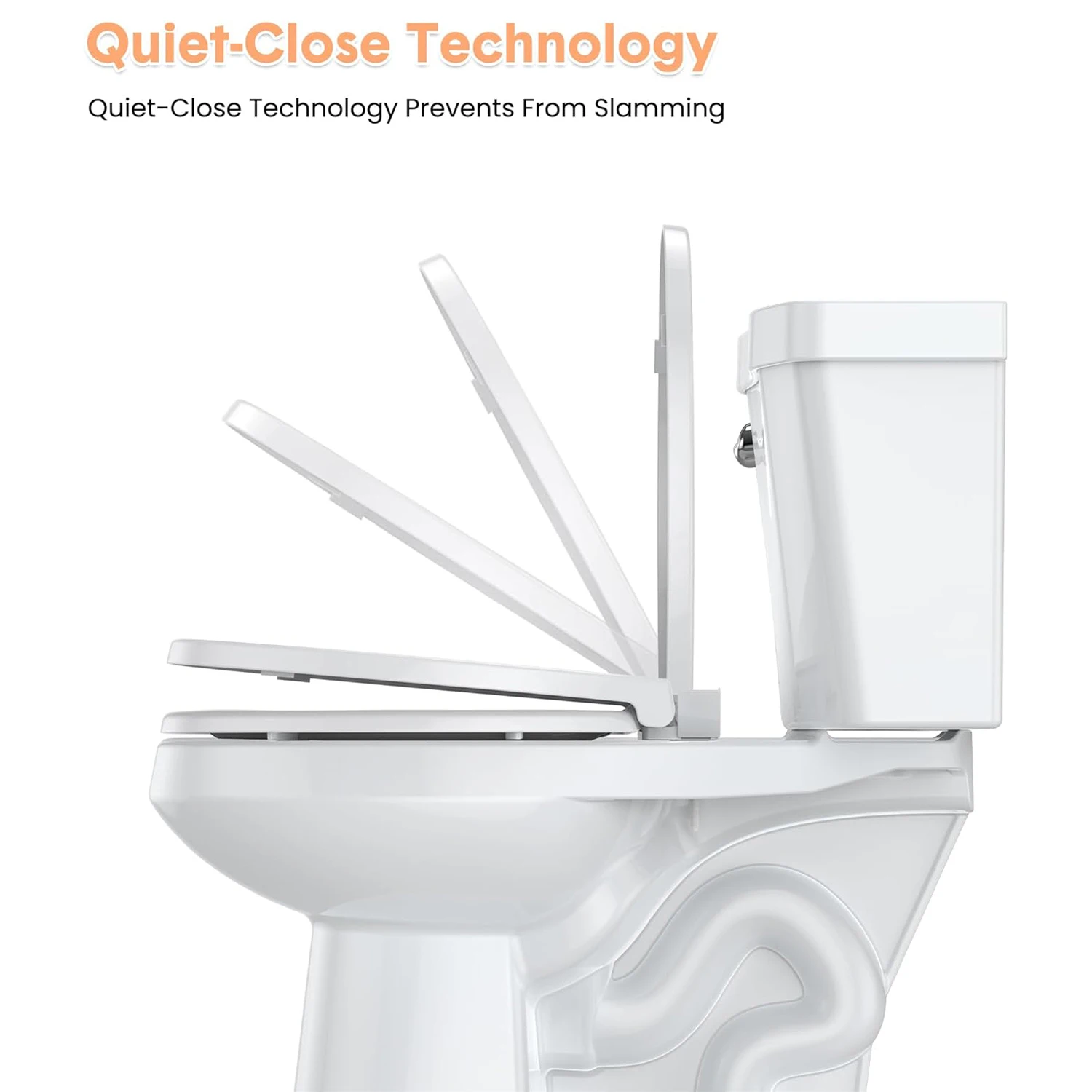 Toilet Seat (Optional Built-in Toddler Seat) Quiet Close, Non-Slip Bumpers White Potty Training Toilet Seat for Family Bathroom