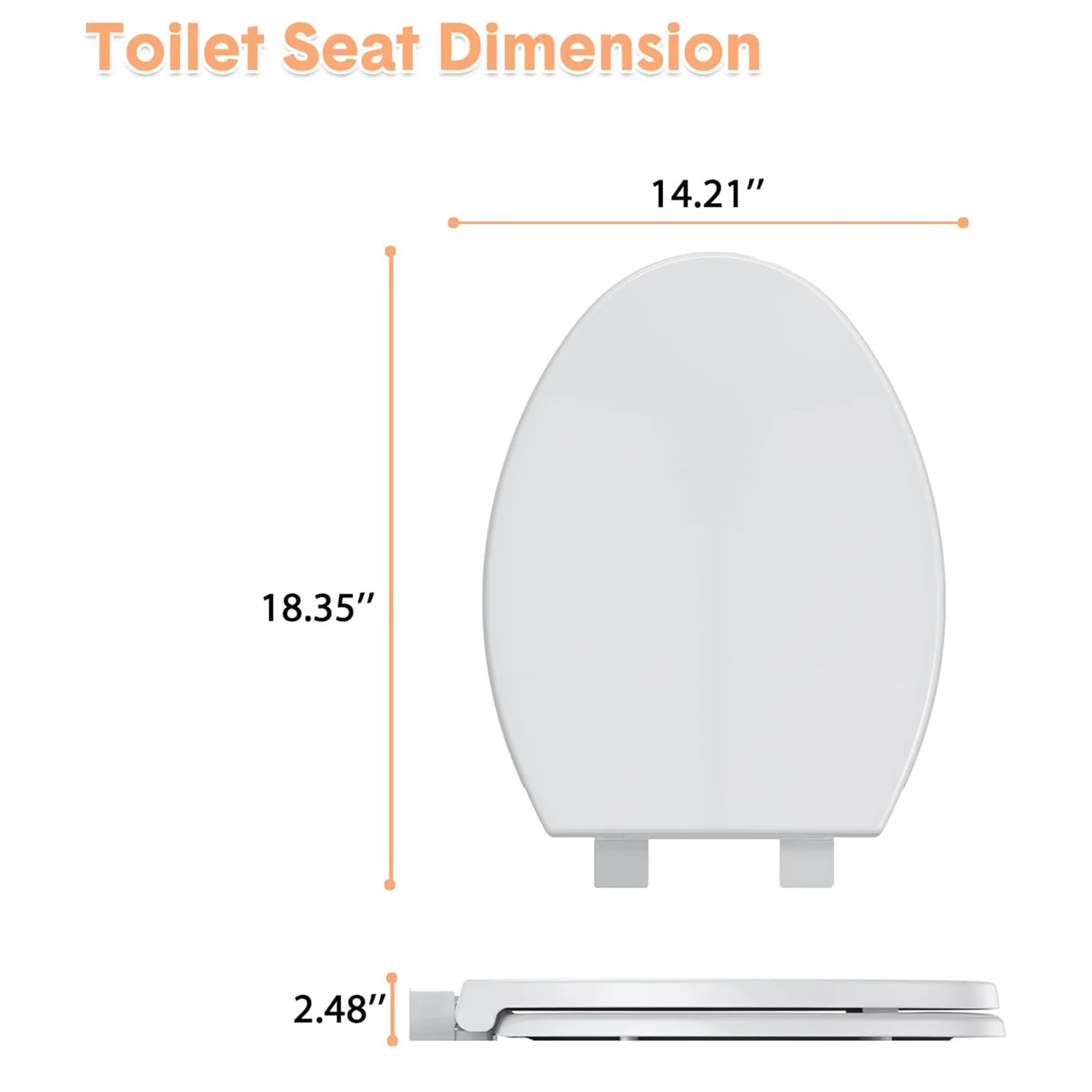 Toilet Seat (Optional Built-in Toddler Seat) Quiet Close, Non-Slip Bumpers White Potty Training Toilet Seat for Family Bathroom