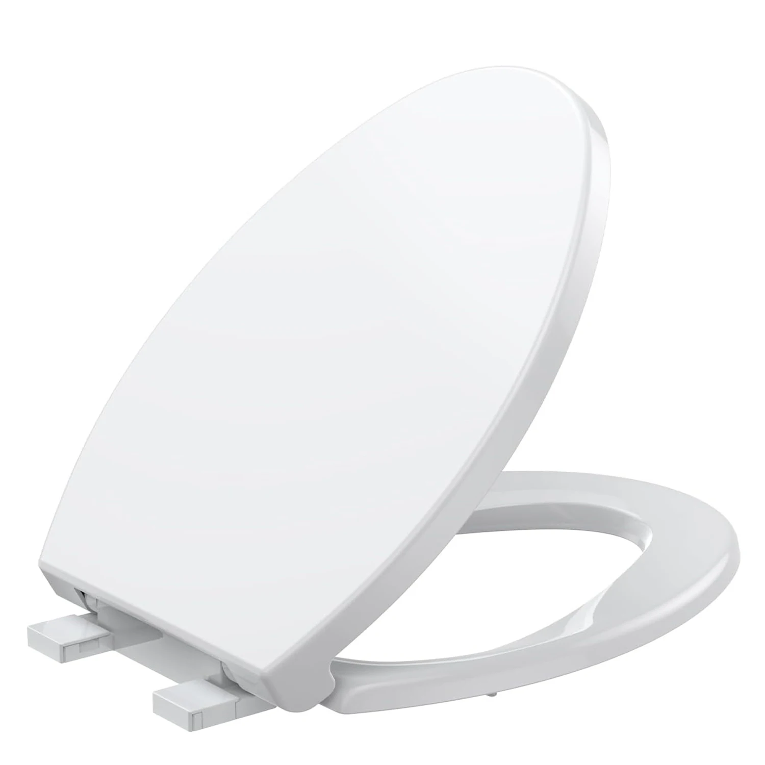 Toilet Seat (Optional Built-in Toddler Seat) Quiet Close, Non-Slip Bumpers White Potty Training Toilet Seat for Family Bathroom