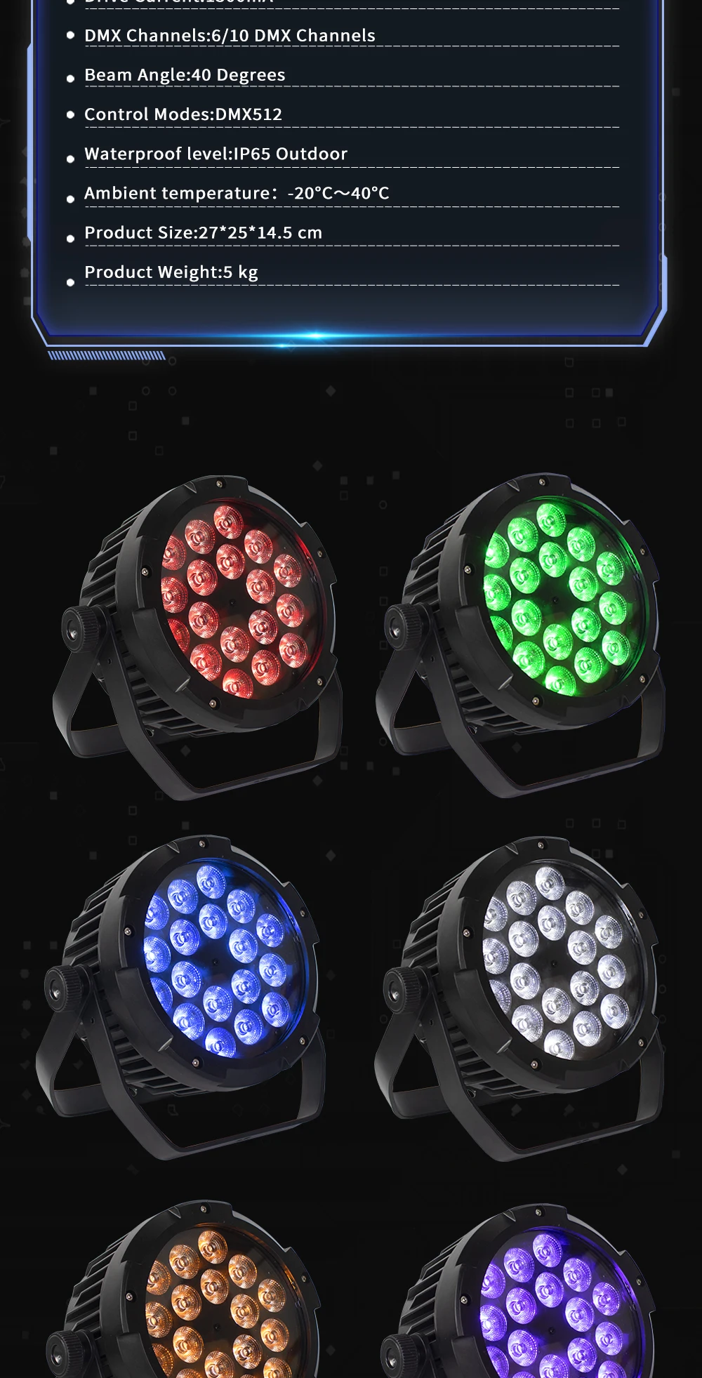 SHEHDS 1pcs LED Aluminum 18X18W Waterpoor/18X12W RGBW/18X18W Par Lighting DMX 512 DJ Disco Stage Light Christmas Decoration
