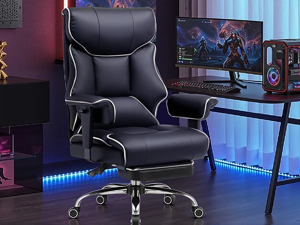 COMHOMA Big and Tall Office Chair 400lbs High Back Leather Executive Chair with Ergonomic Lumbar Support & Pocket Spring Cushion