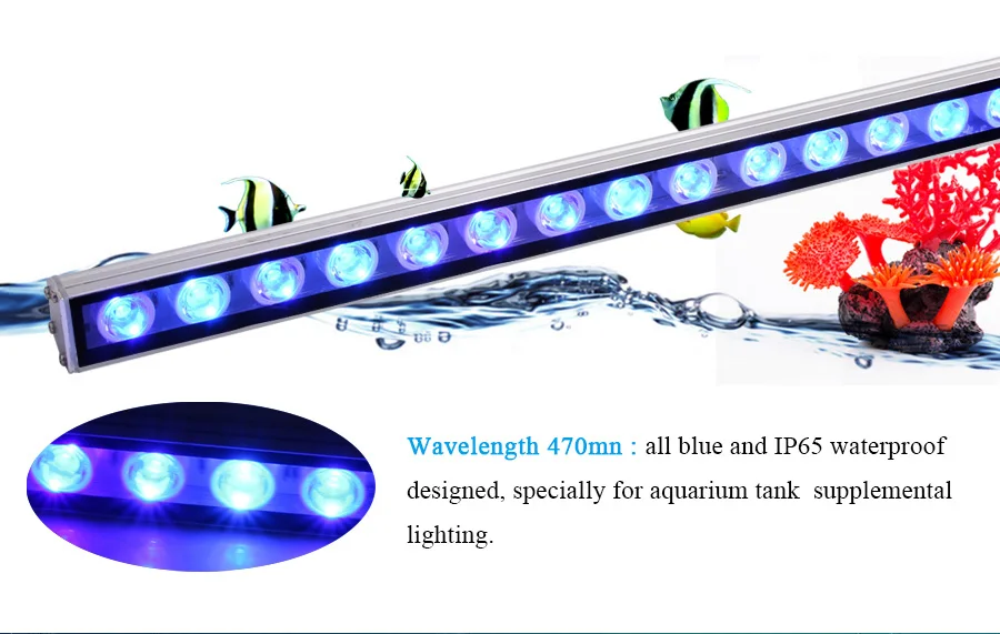 Populargrow 54W/81W/108W Aquarium Light with 470nm Blue Spectrum Leds Strip Light Beautiful Your Coral Reef Fish Tank Lamp