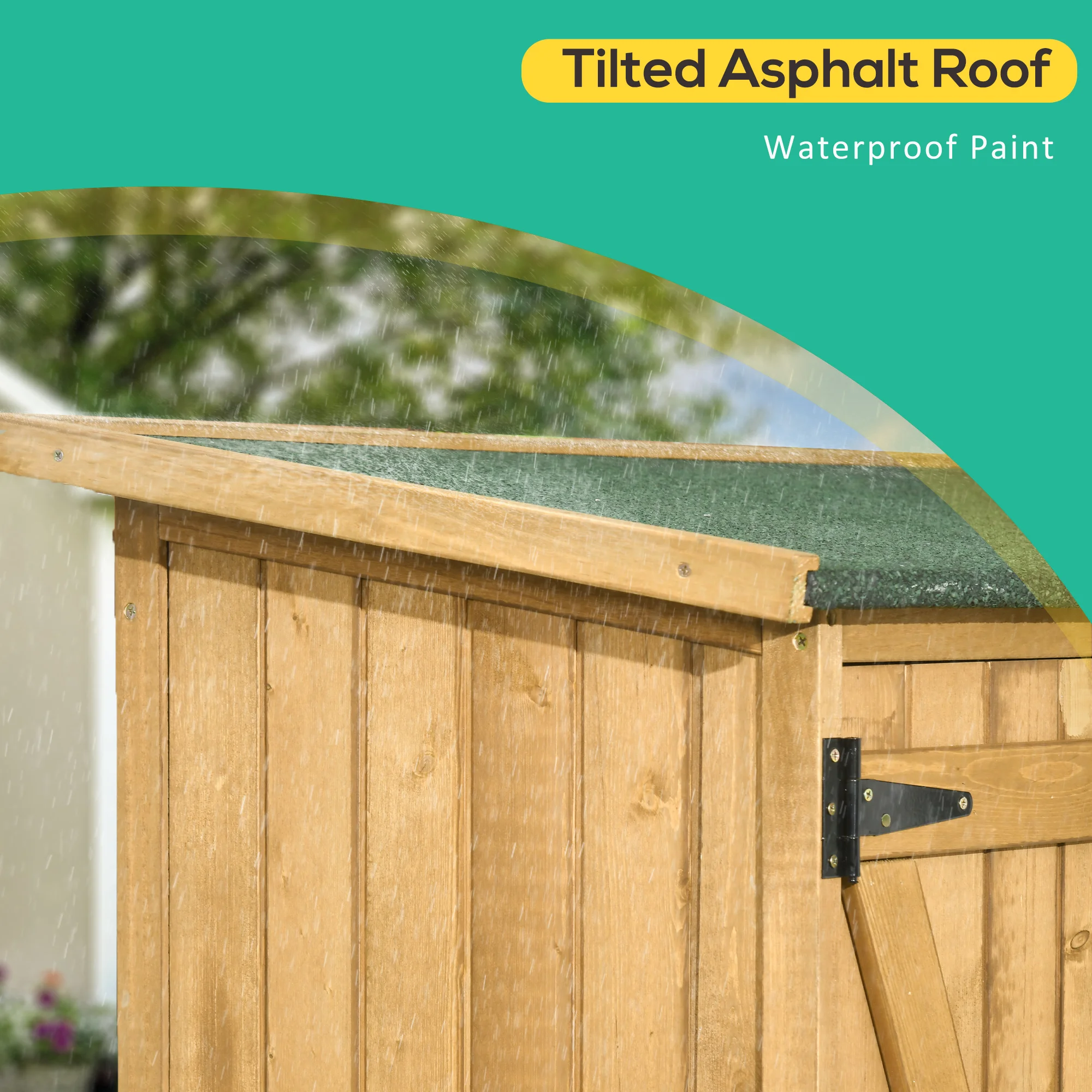 Wooden Waterproof Garden Storage Shed w/ Asphalt Roof, Shelves & Lock Backyard