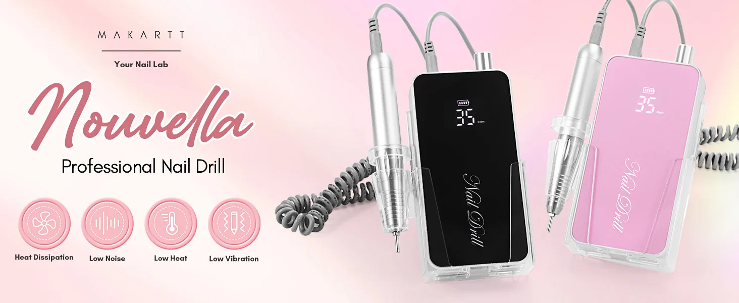 Makartt Professional Nail Drill, 35000RPM Rechargeable Efile with Coreless Motor, Nouvella Electric Nail Filer Machine