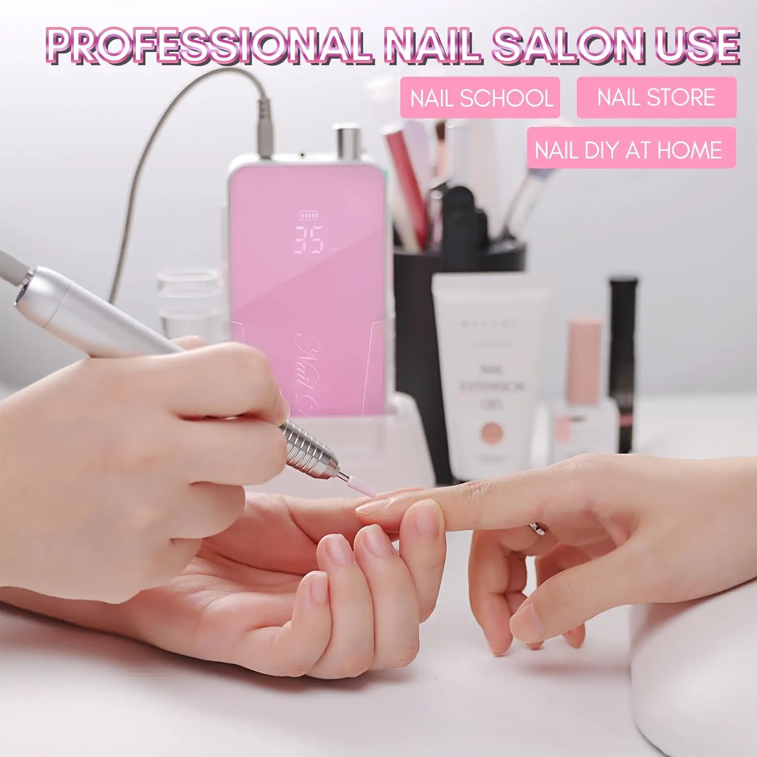 Makartt Professional Nail Drill, 35000RPM Rechargeable Efile with Coreless Motor, Nouvella Electric Nail Filer Machine