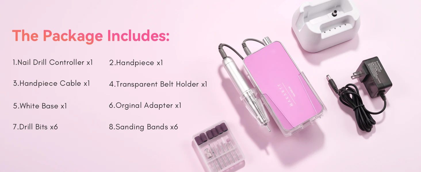 Makartt Professional Nail Drill, 35000RPM Rechargeable Efile with Coreless Motor, Nouvella Electric Nail Filer Machine