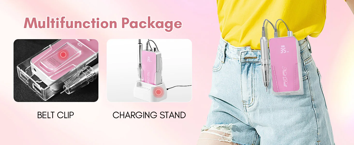 Makartt Professional Nail Drill, 35000RPM Rechargeable Efile with Coreless Motor, Nouvella Electric Nail Filer Machine