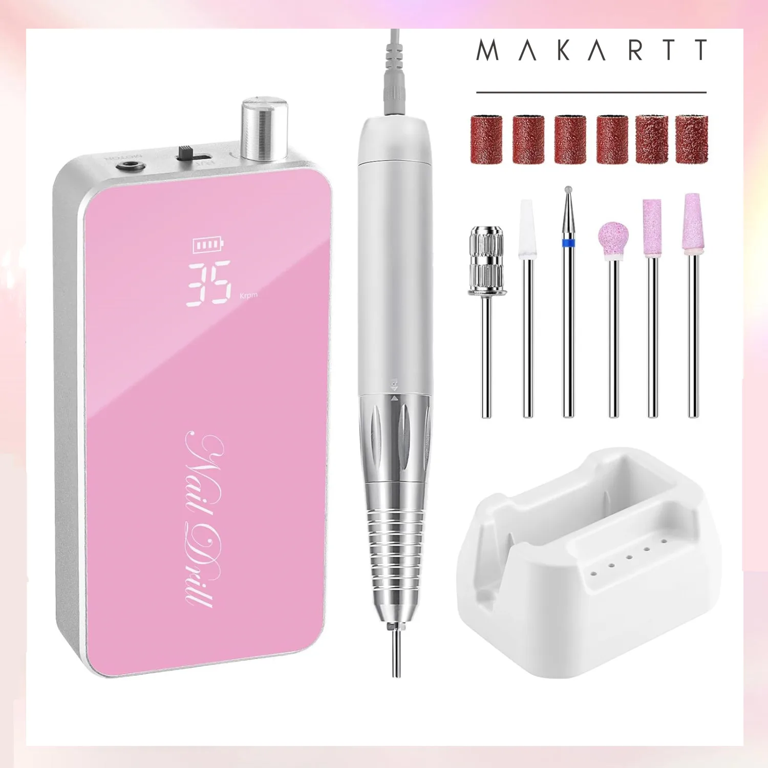 Makartt Professional Nail Drill, 35000RPM Rechargeable Efile with Coreless Motor, Nouvella Electric Nail Filer Machine
