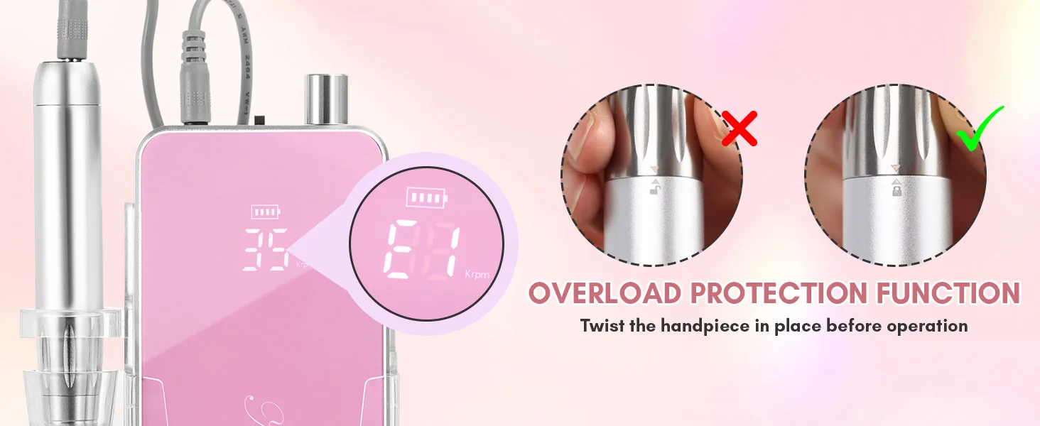 Makartt Professional Nail Drill, 35000RPM Rechargeable Efile with Coreless Motor, Nouvella Electric Nail Filer Machine