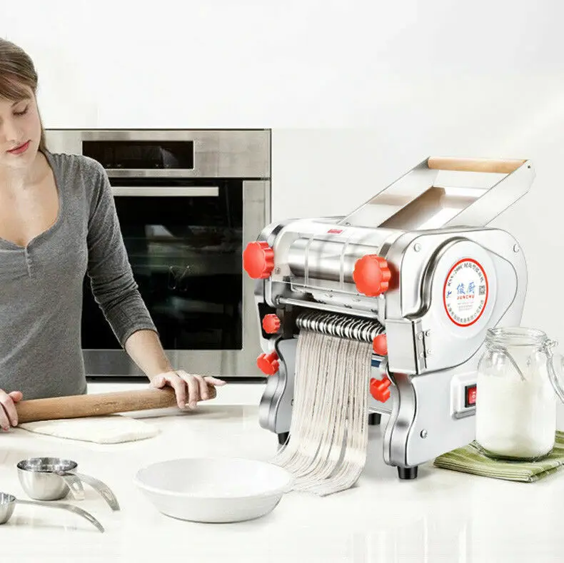 550W Electric Noodle Press Machine Stainless Steel Desktop Pasta Dumpling Maker Commercial Dough Roller Kneading Noodle Machine