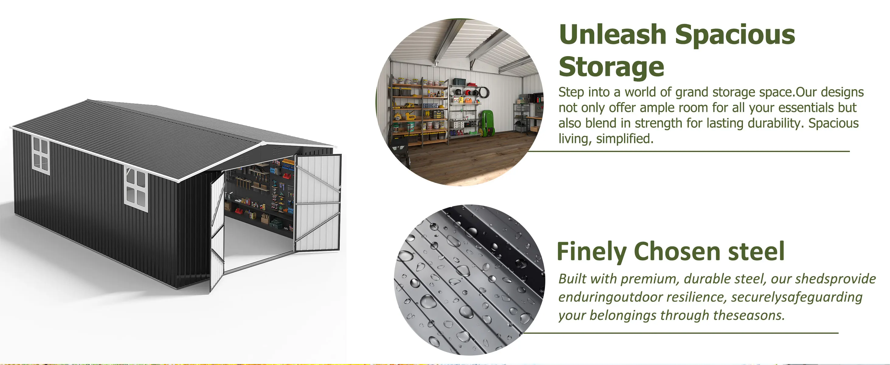 VIWAT 10x10~12x18FT Outdoor Metal Storage Shed, Metal Garden Shed with Updated Frame Structure & Lockable Door, Tool Shed For Backyard Patio Graden