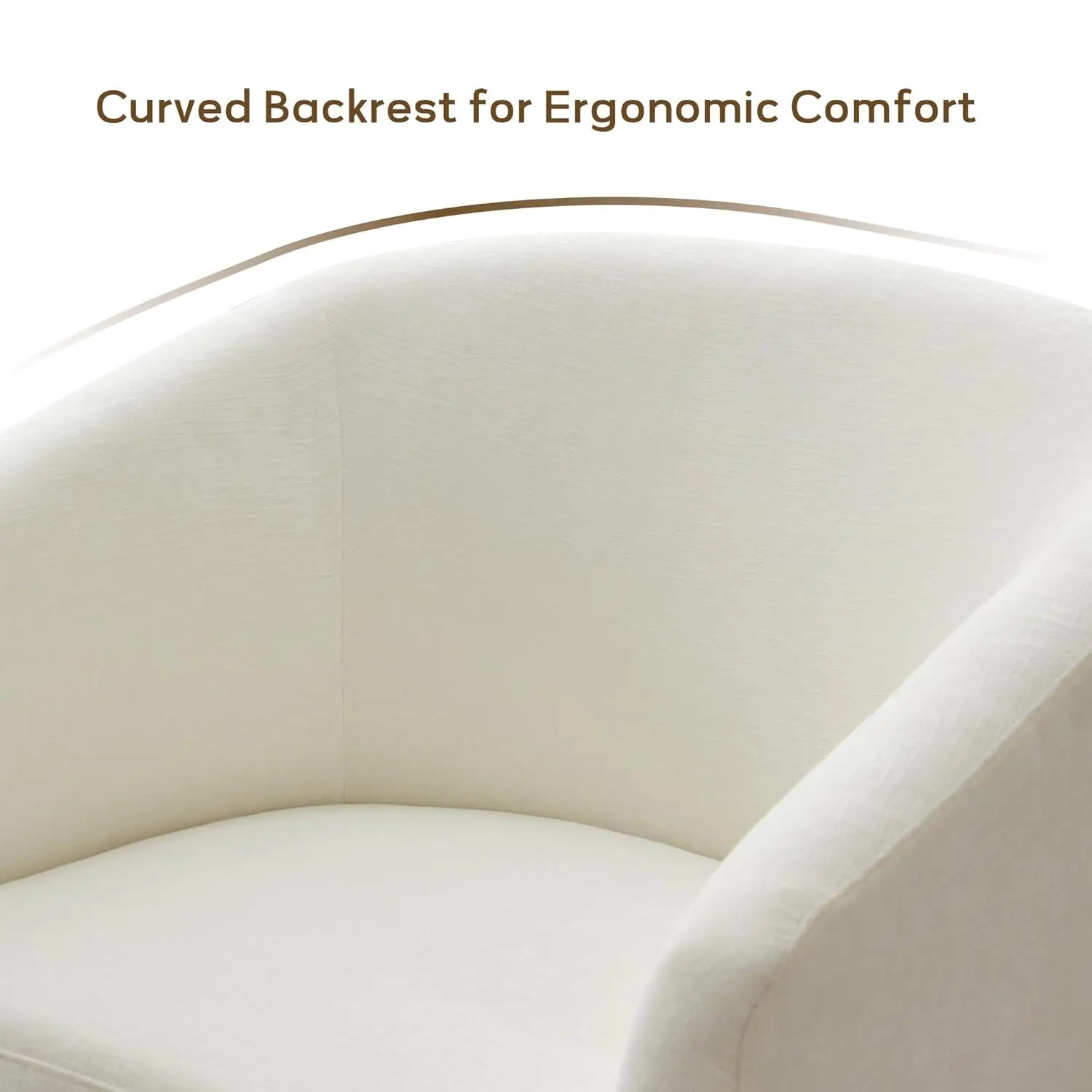 Chenille 360°Swivel Barrel Chair Upholstered Armchair Bedroom Apartment Reading Nook Cream White,Customized