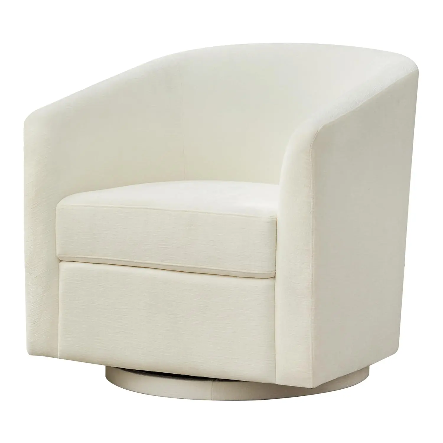 Chenille 360°Swivel Barrel Chair Upholstered Armchair Bedroom Apartment Reading Nook Cream White,Customized