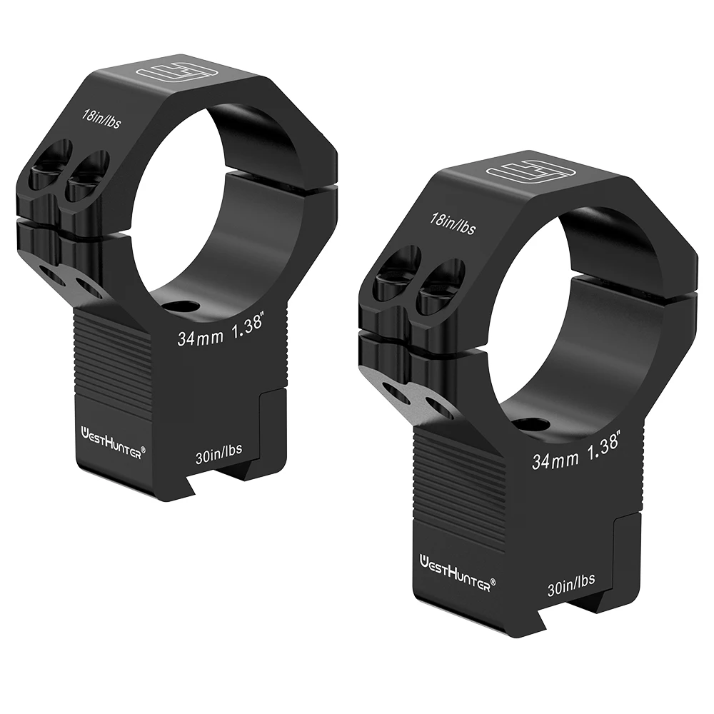 WestHunter Black 11mm Dovetail Scope Mounts 30MM / 34MM Tube High Profile Scope Rings Hunting Accessories
