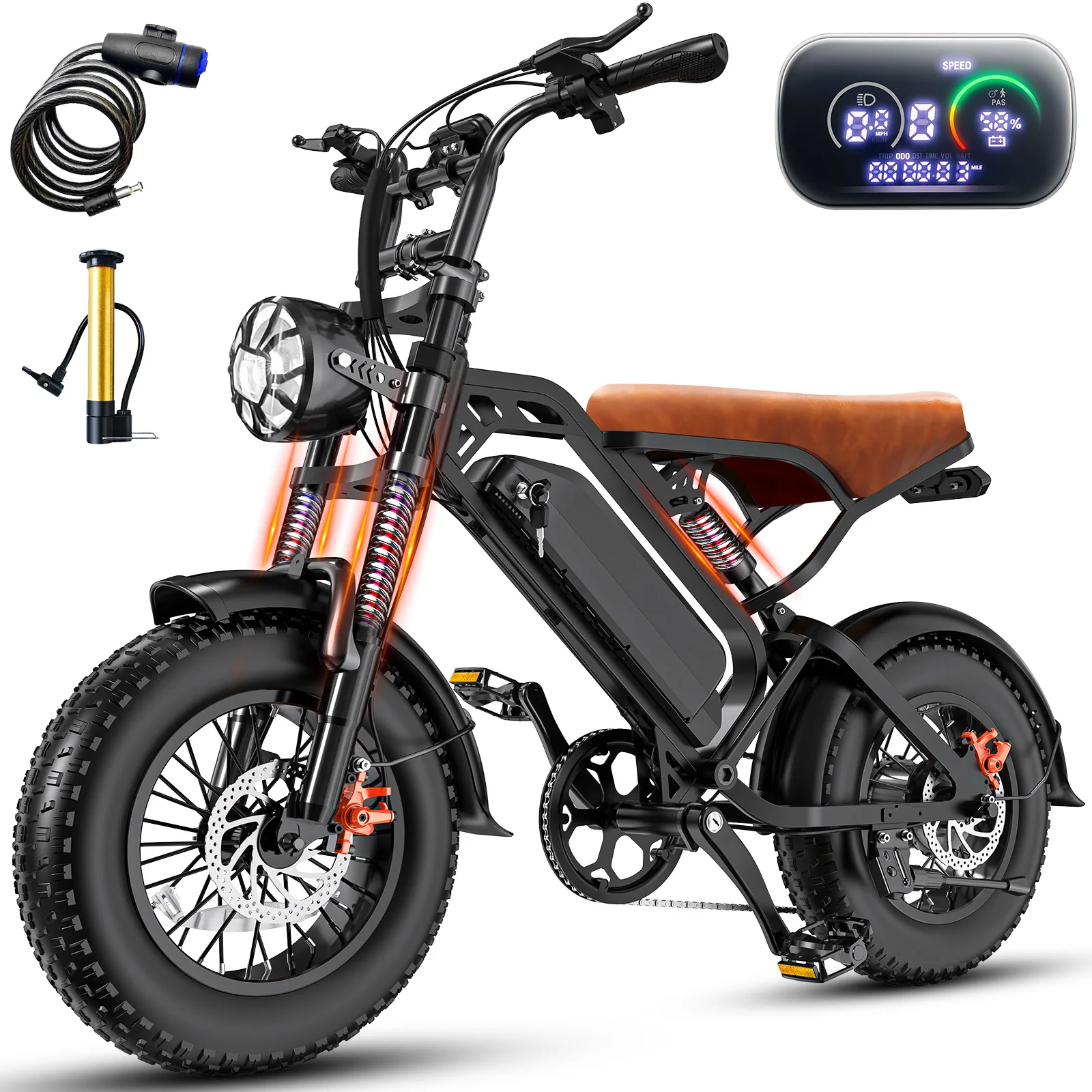 Electric Bike,16"x4.0 Fat Tire Ebike for Adults 1000W Peak,Electric Mountain Bike,32mph,Ebike UL 2849