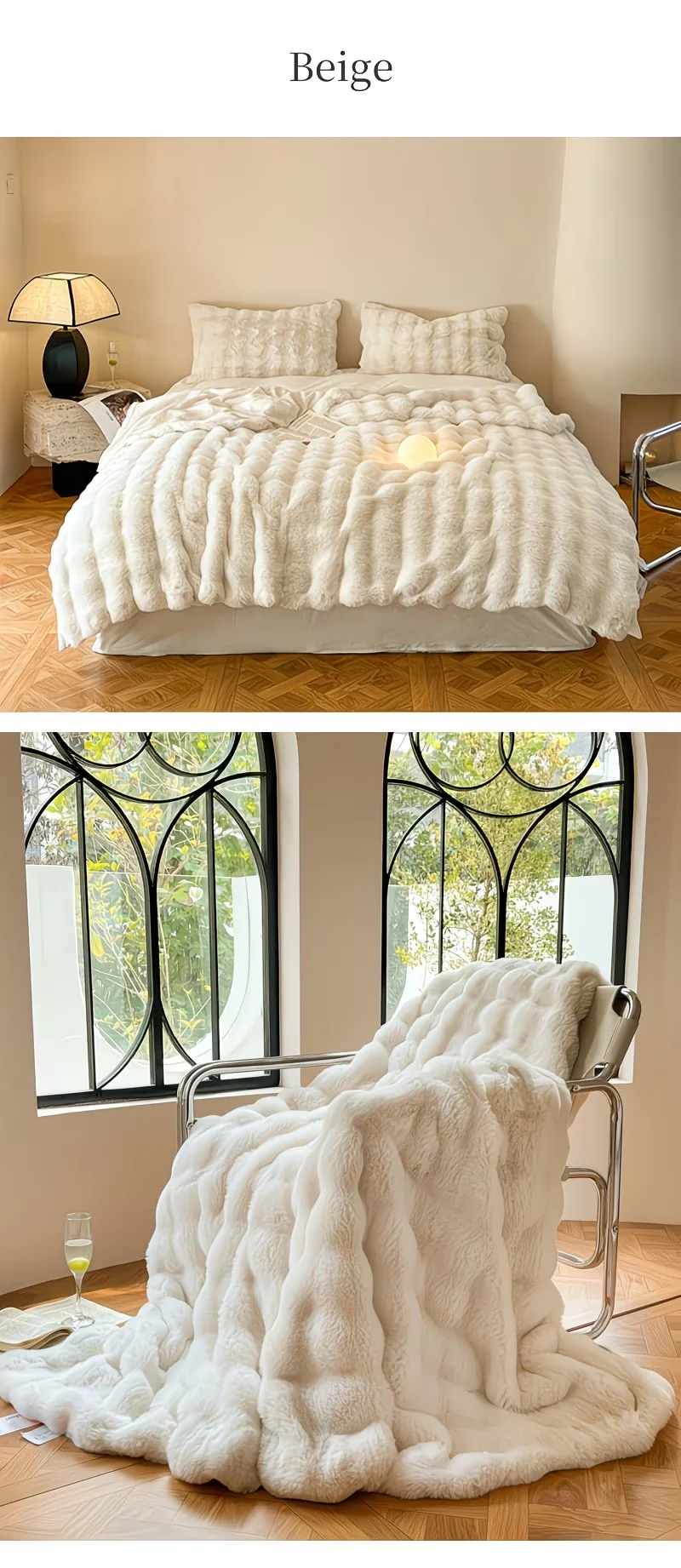 Soft Cozy Faux Fur Rabbit Blanket, Warm Thick for Bed Sofa Office, Elegant Home Decor, Perfect Gift, Durable and Versatile