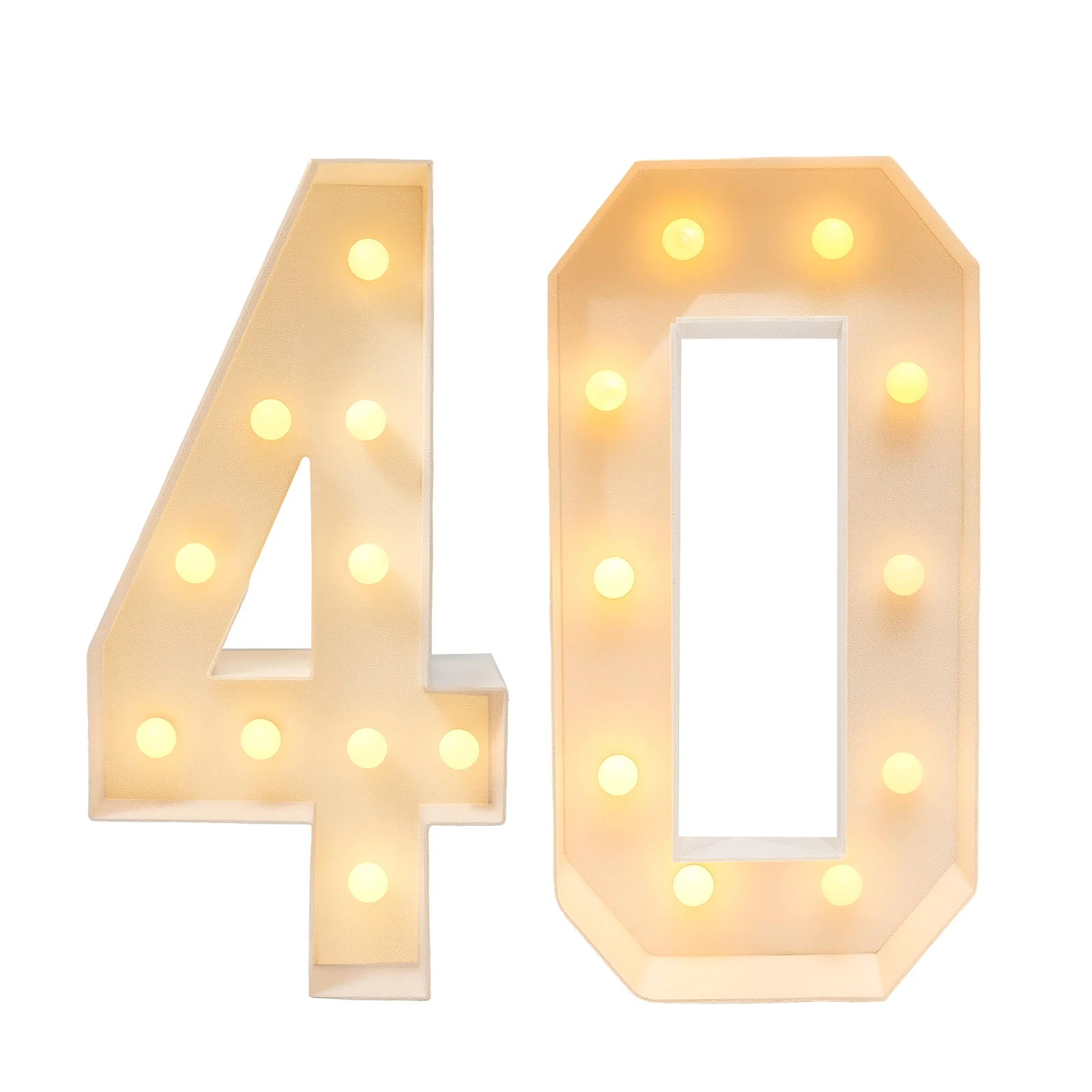 40 Light Up Numbers,40th Birthday Party Decoration,KT board 20 LED bulbs Warm Color Backdrop Pre-Cut Frame Large for Celebration