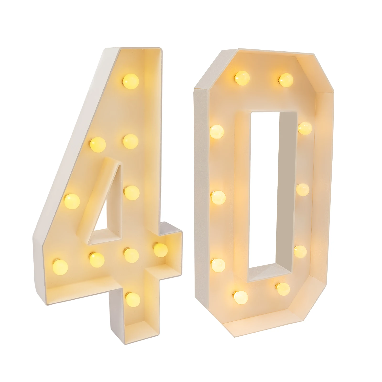 40 Light Up Numbers,40th Birthday Party Decoration,KT board 20 LED bulbs Warm Color Backdrop Pre-Cut Frame Large for Celebration