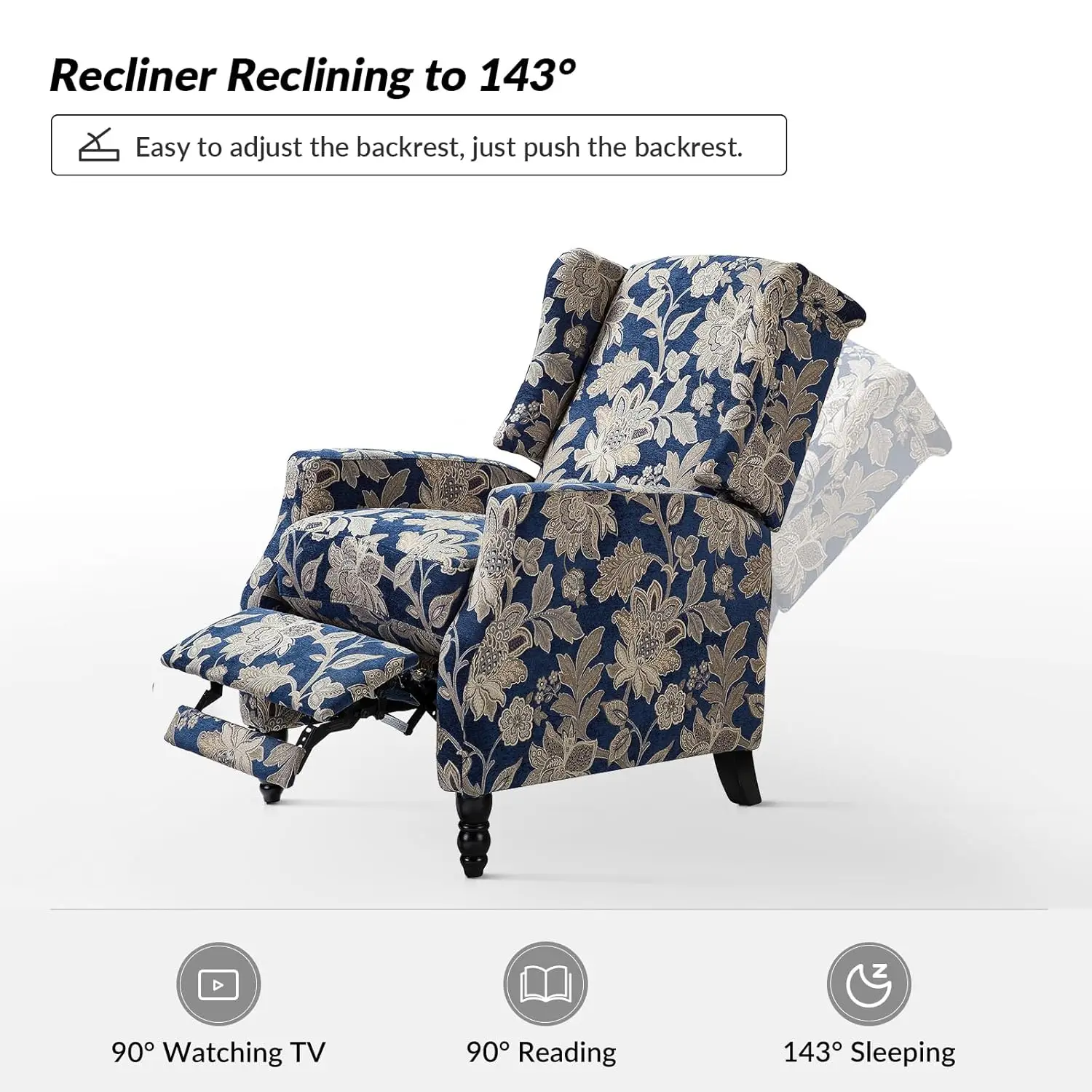 Wingback Upholstered Recliner Chair Push Back Lounge Living Room Home Theater Garden Customized