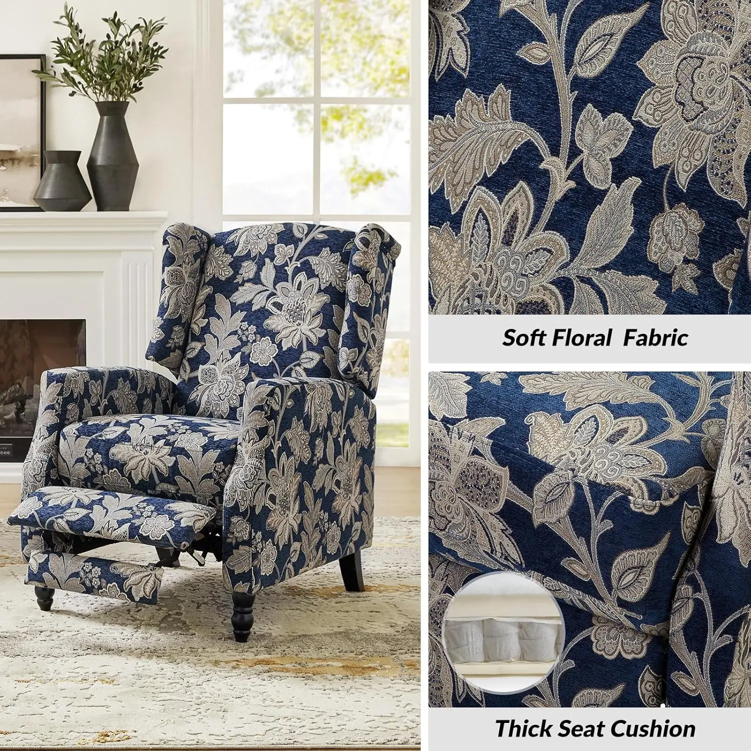 Wingback Upholstered Recliner Chair Push Back Lounge Living Room Home Theater Garden Customized