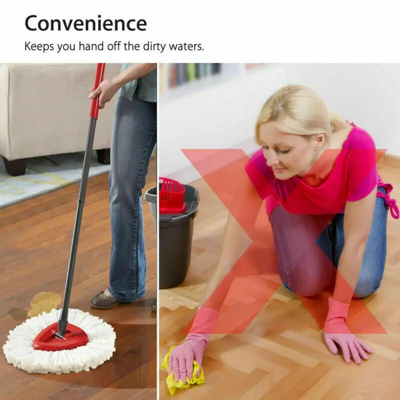 Easy Wring and Clean Floor Mop Turbo Microfibre 2in1 Replacement Refill Mop Head Accessory Home Cleaning Tools