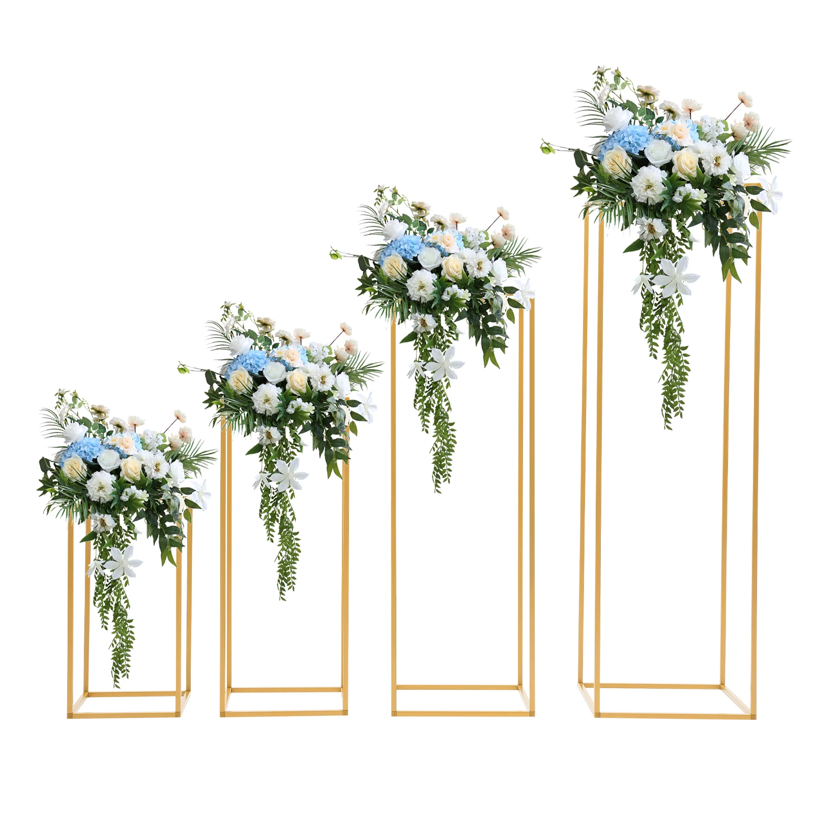 4pcs Metal Flower Stand 40cm,60cm,80cm,100cm Tall Gold Wedding Flower Stand for Wedding,Party, Events, Home Deco