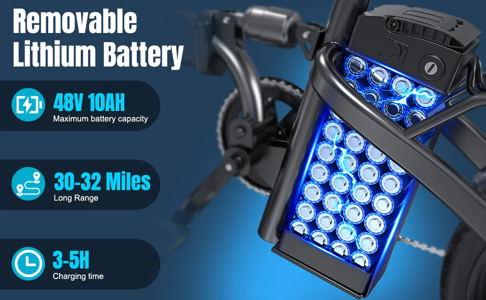 560W Adult Electric Bikes,24MPH,48V10.4AH Removable Battery,14inch Folding Electric Bike,Multi-Shock Absorption Electric Bicycle