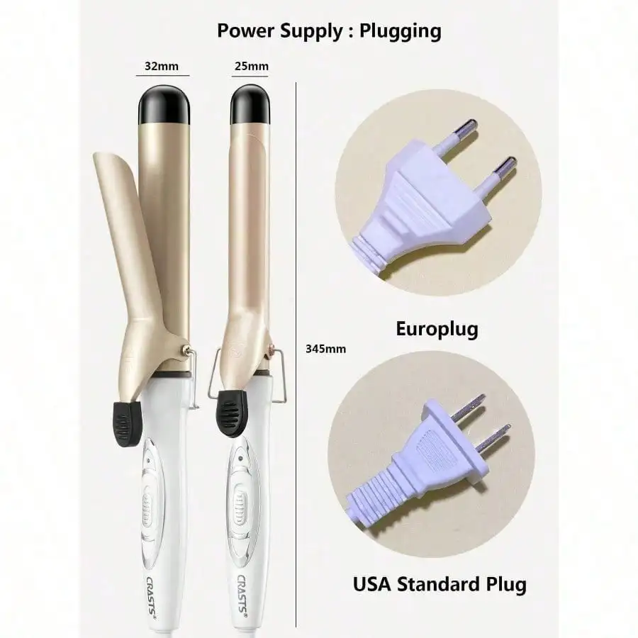 25mm & 32mm Large Barrel Curling Iron for Women, Hair Curling Wand with One-Button Control, Hair Curler for Loose Waves, Soft Curls & Voluminous Hairstyles, Easy-to-Use Portable Hair Styling Tool for Home, Travel & Daily Use