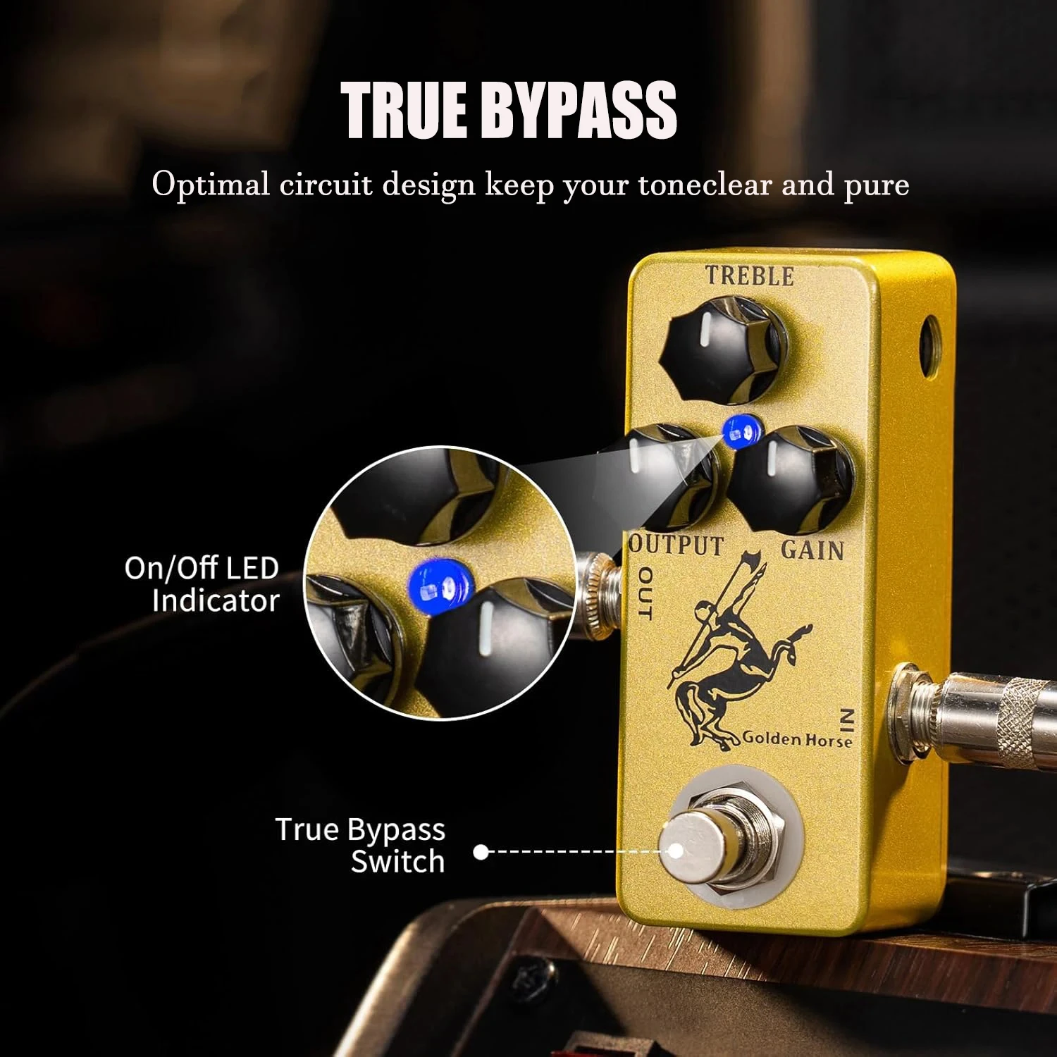 MOSKY Golden Horse Mini Overdrive Guitar Effect Pedal True Bypass Analog Circuit Dual Mode for Electric Guitar Bass