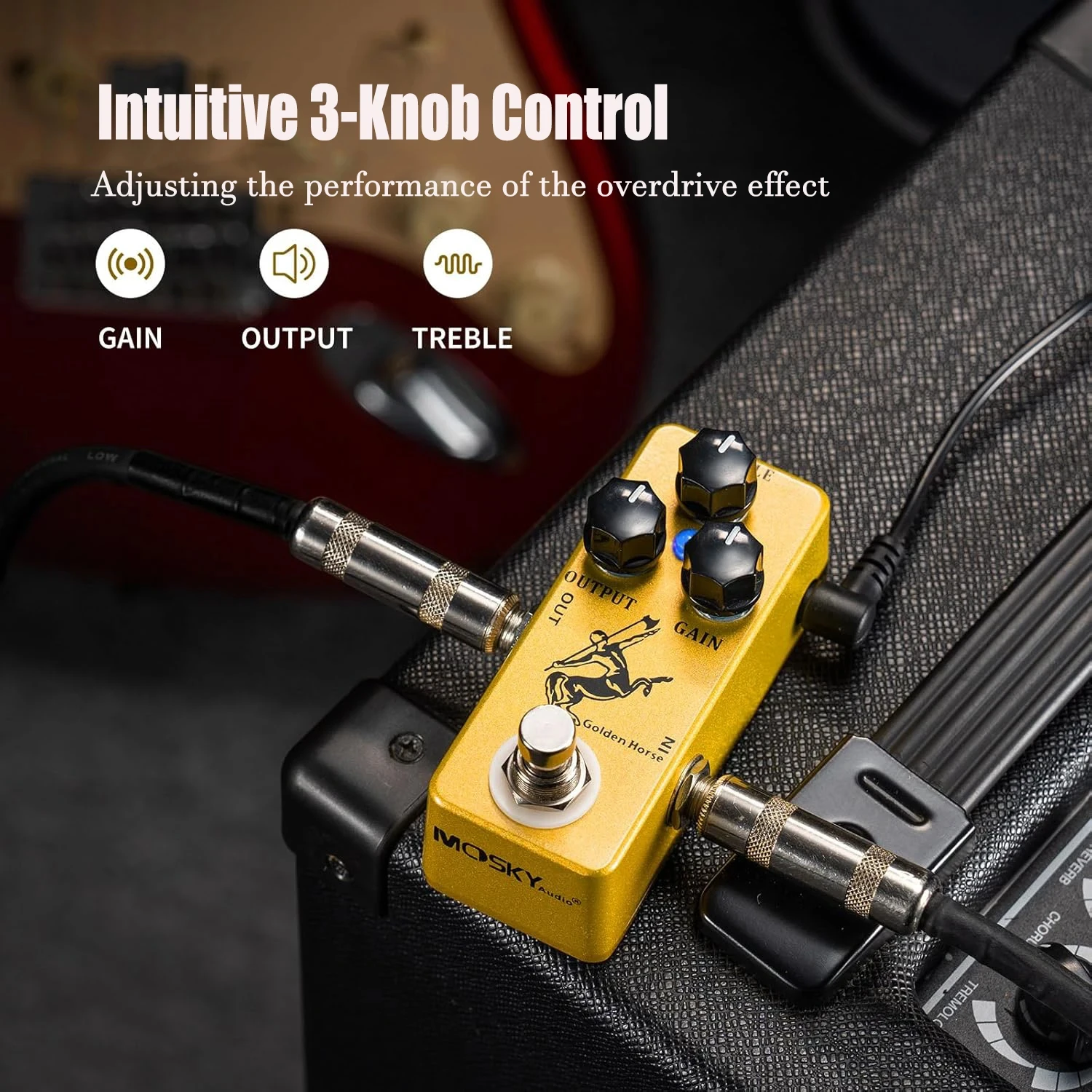MOSKY Golden Horse Mini Overdrive Guitar Effect Pedal True Bypass Analog Circuit Dual Mode for Electric Guitar Bass