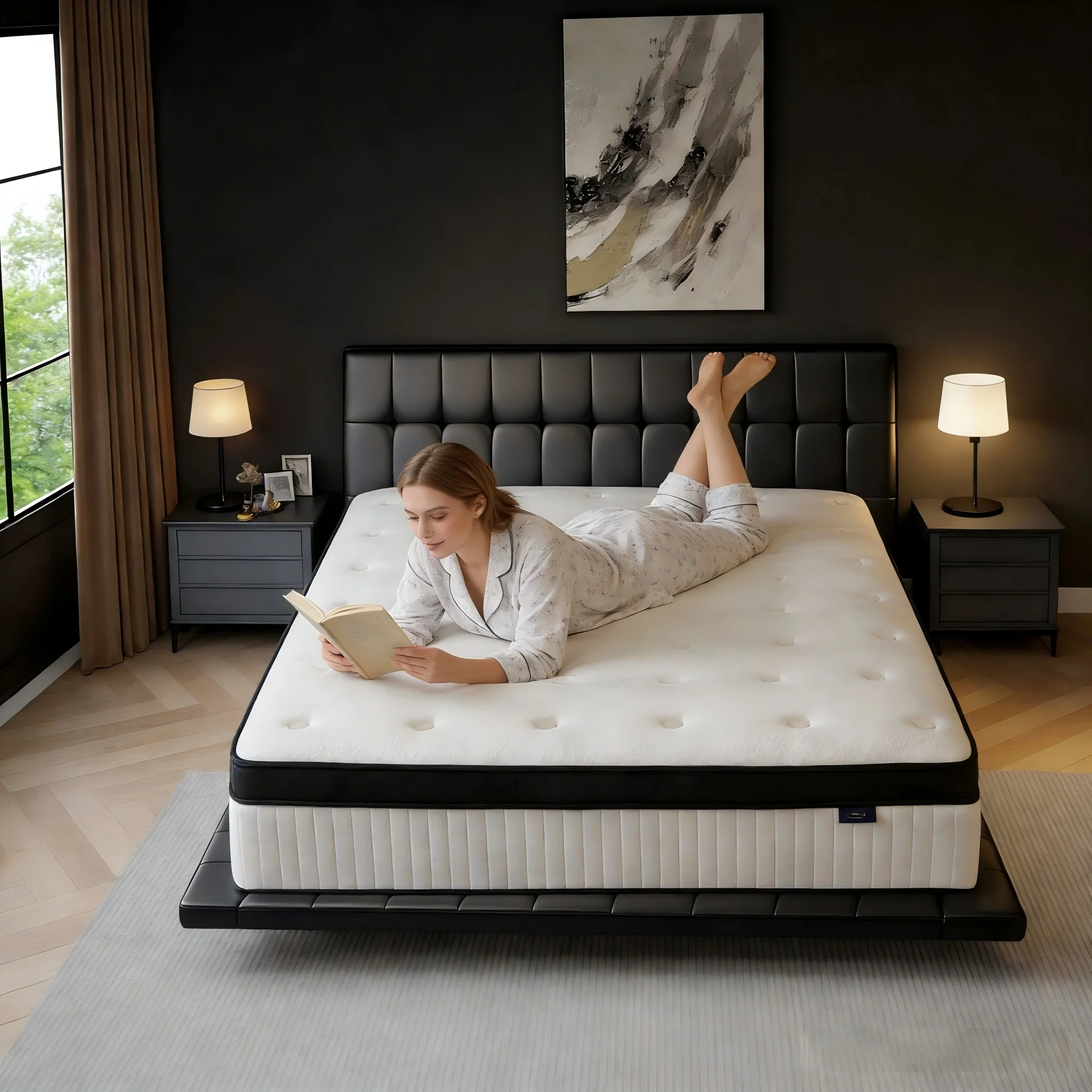 CAREBODY 12/14 Inch Queen Size Hybrid Double Mattress with Memory Foam and Pocket Springs, Medium Firm,Motion Isolation