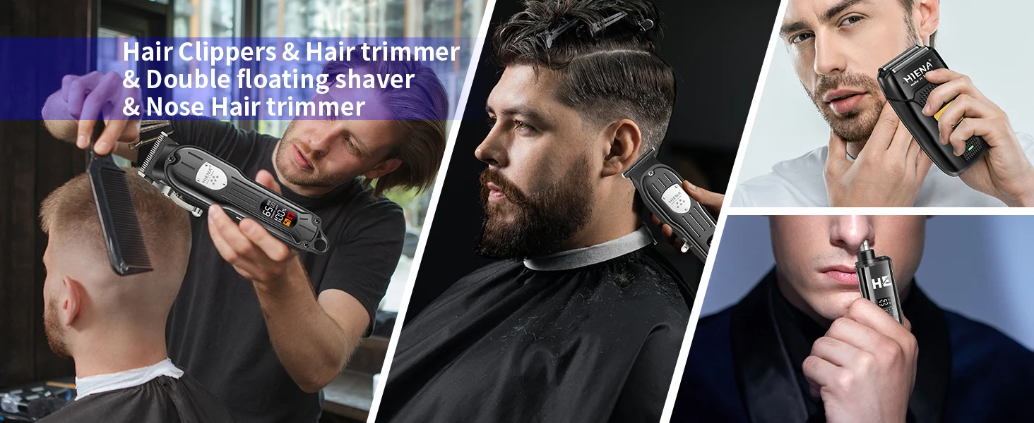 Professional Hair Clipper Kit Rechargeable Cordless Barber Kit and Hair Cutting Set Electric Foil Shavers and Beard Trimmers