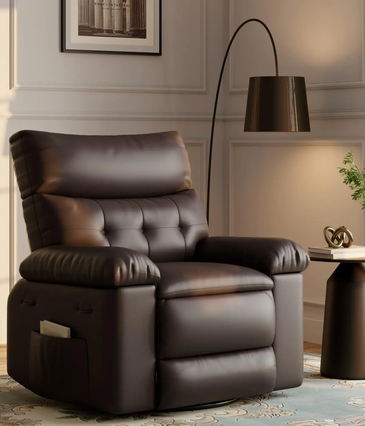 Power Lift Recliner Heat Massage 27in Wide 360 Swivel Rocker Remote Oversized Grey Living Room Elderly Nursing Home Customized