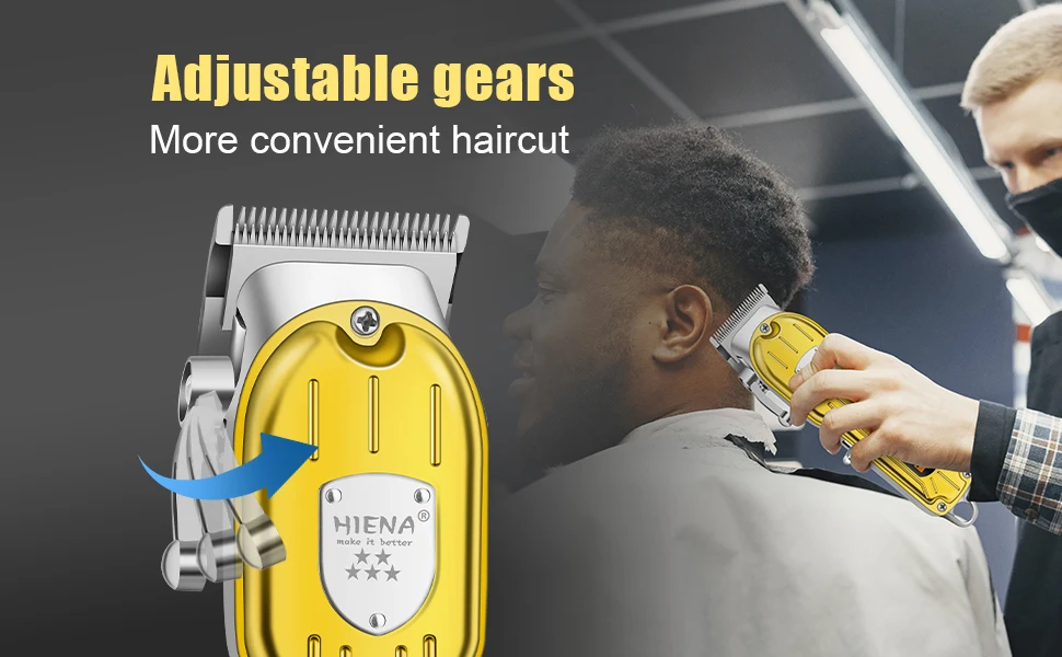 HINEA Hair cutting machine hair clipper Professional Rechargeable USB Hair Clipper Set with Display (Gold) for men Beauty tools