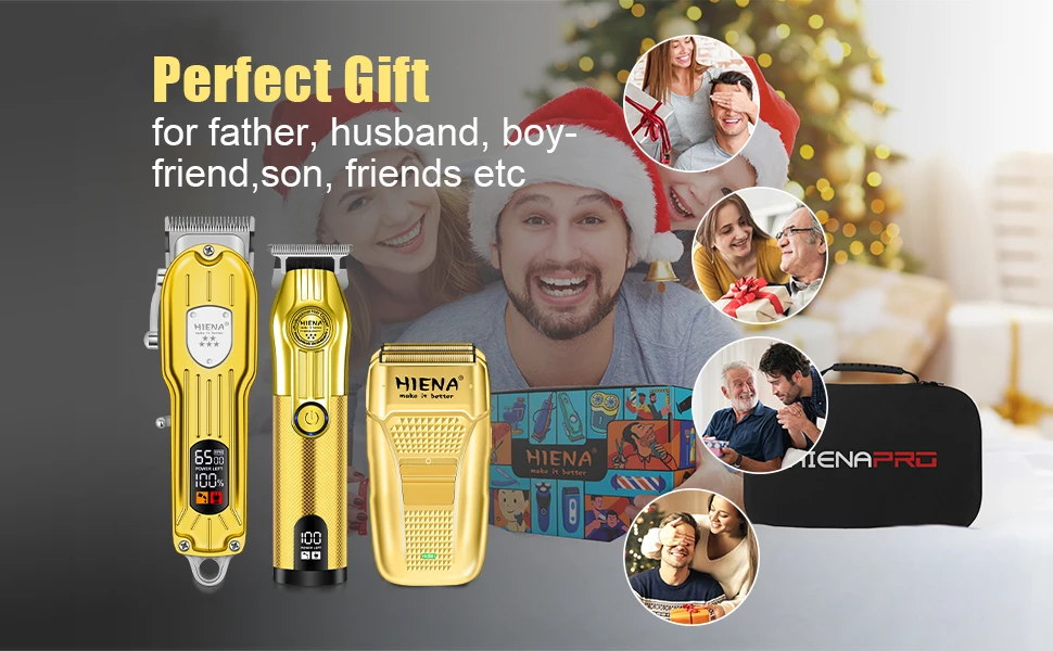 HINEA Hair cutting machine hair clipper Professional Rechargeable USB Hair Clipper Set with Display (Gold) for men Beauty tools