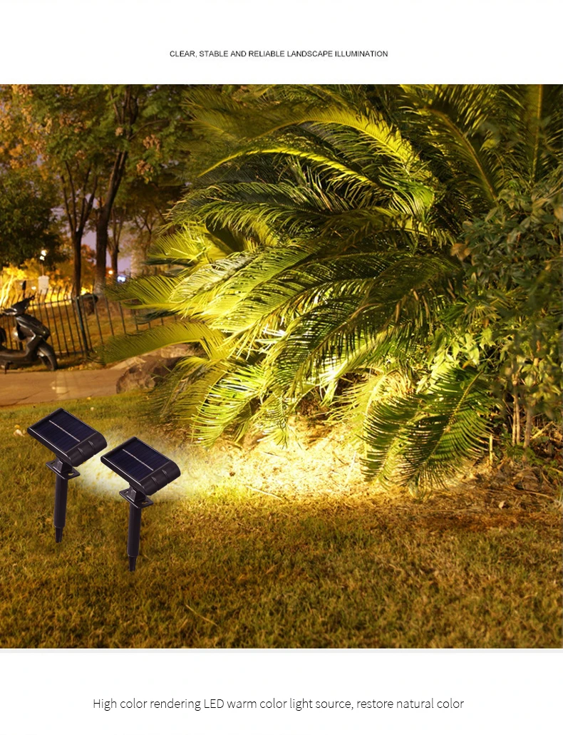 4 PACK Solar Outdoor Spotlights 1200mAh Lawn Flag Lights Landscape LED Ground Lights Walkway Driveway Landscape Camping Li-ion 18650 battery Gardens Trees And Courtyards Pathway Lights Lamp