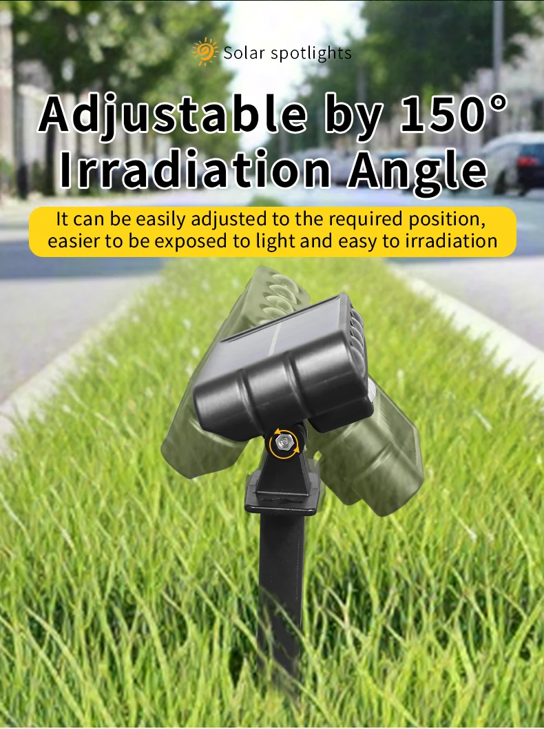 4 PACK Solar Outdoor Spotlights 1200mAh Lawn Flag Lights Landscape LED Ground Lights Walkway Driveway Landscape Camping Li-ion 18650 battery Gardens Trees And Courtyards Pathway Lights Lamp