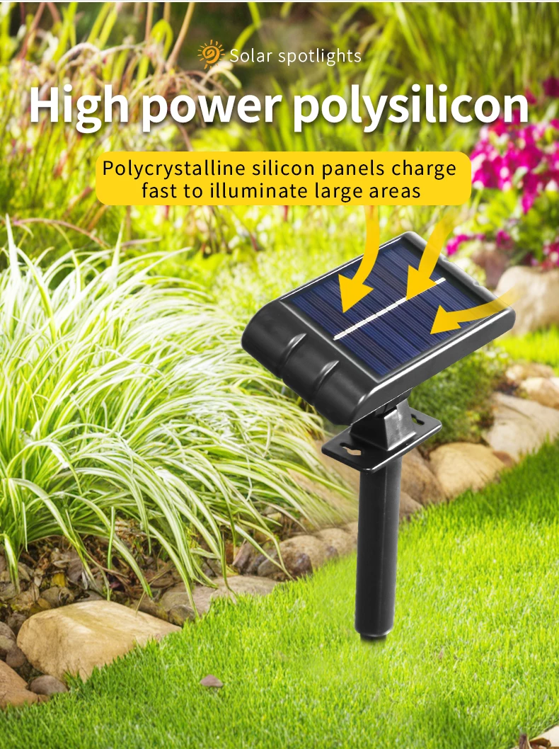 4 PACK Solar Outdoor Spotlights 1200mAh Lawn Flag Lights Landscape LED Ground Lights Walkway Driveway Landscape Camping Li-ion 18650 battery Gardens Trees And Courtyards Pathway Lights Lamp