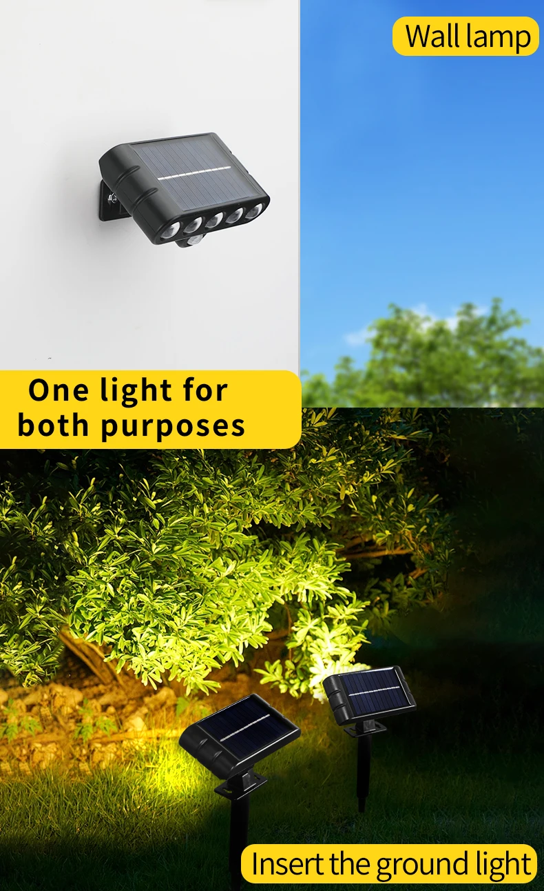 4 PACK Solar Outdoor Spotlights 1200mAh Lawn Flag Lights Landscape LED Ground Lights Walkway Driveway Landscape Camping Li-ion 18650 battery Gardens Trees And Courtyards Pathway Lights Lamp
