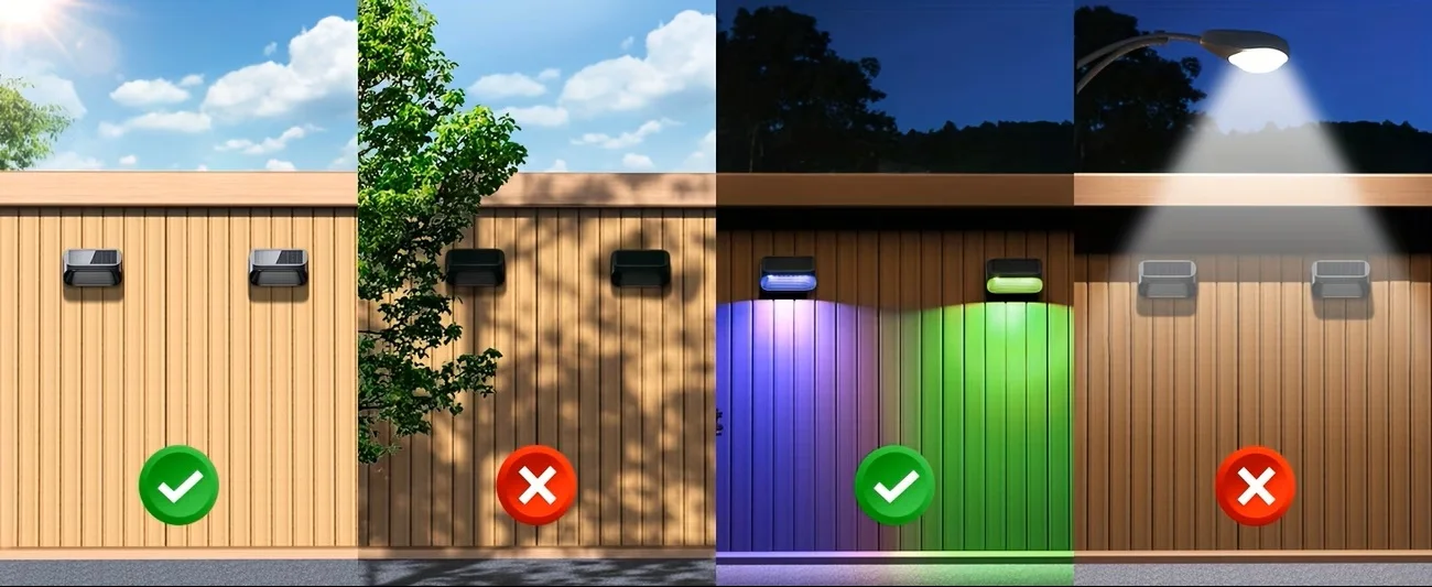 Solar Wall Lamp Solar Fence Lights with Warm White RGB Modes For Backyard Patio Deck Railing Wall Outdoor Waterproof Decor Light
